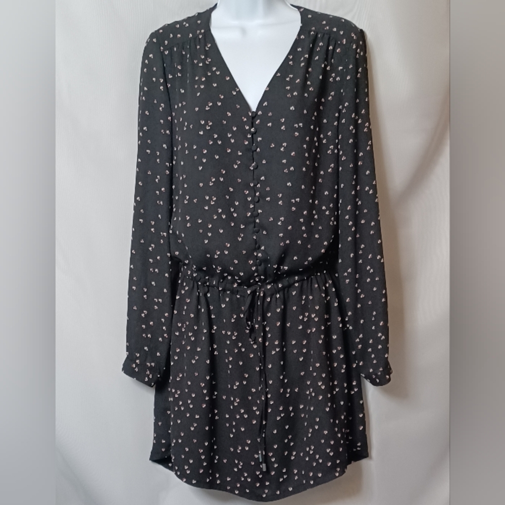 Jasmine & Juliana Black Floral Print V-Neck Drawstring Waist Dress. 8